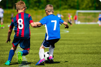 Players during soccer scrimmage